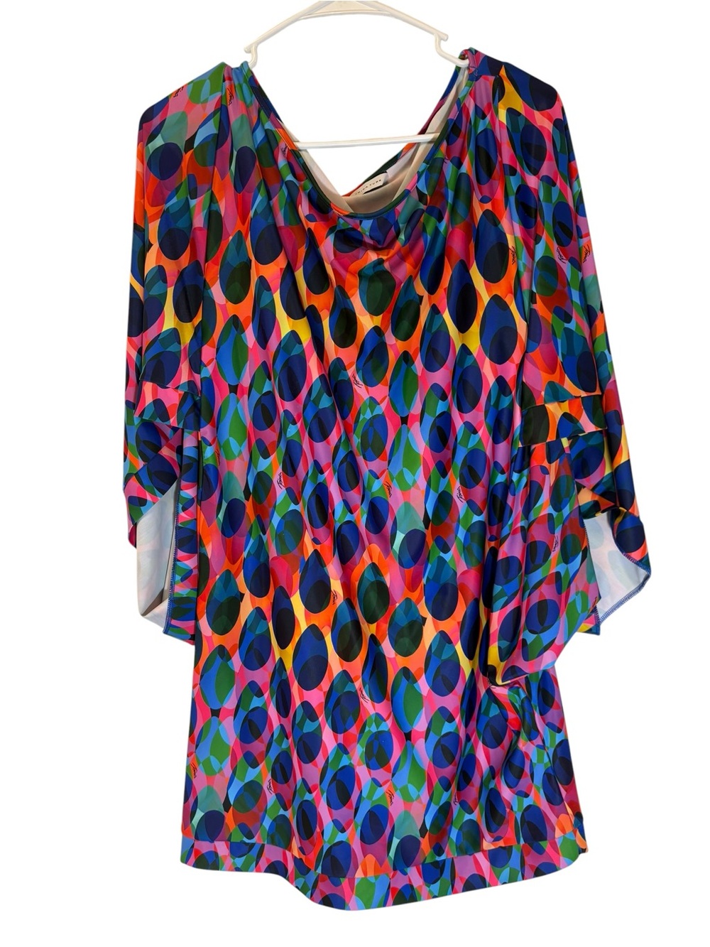Trina Turk Geometric Kaleidoscope Logo Print Tunic / Dress / Swim Cover Up Large - Picture 7 of 16